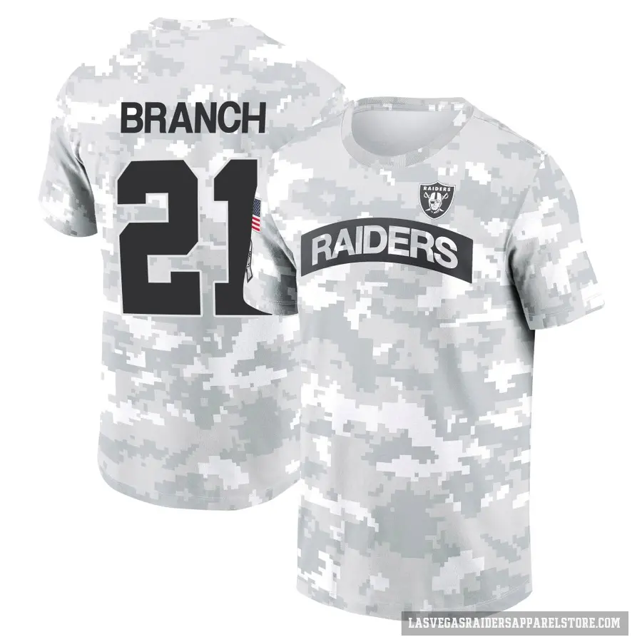 Men's ＃21 Cliff Branch Las Vegas Raiders Camo Arctic 2024 Salute to Service Performance T-Shirt