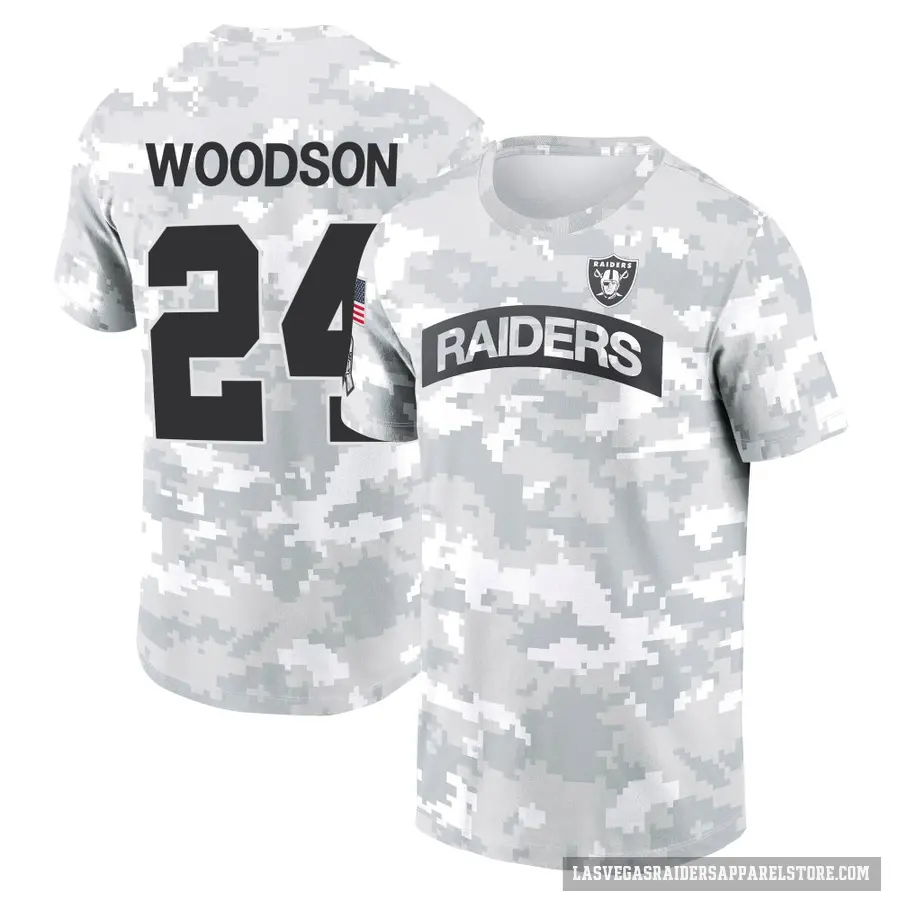 Men's ＃24 Charles Woodson Las Vegas Raiders Camo Arctic 2024 Salute to Service Performance T-Shirt