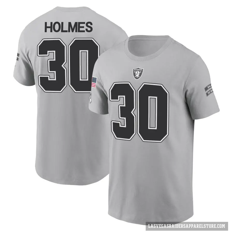 Men's ＃30 Darnay Holmes Las Vegas Raiders Gray 2024 Salute to Service T-Shirt