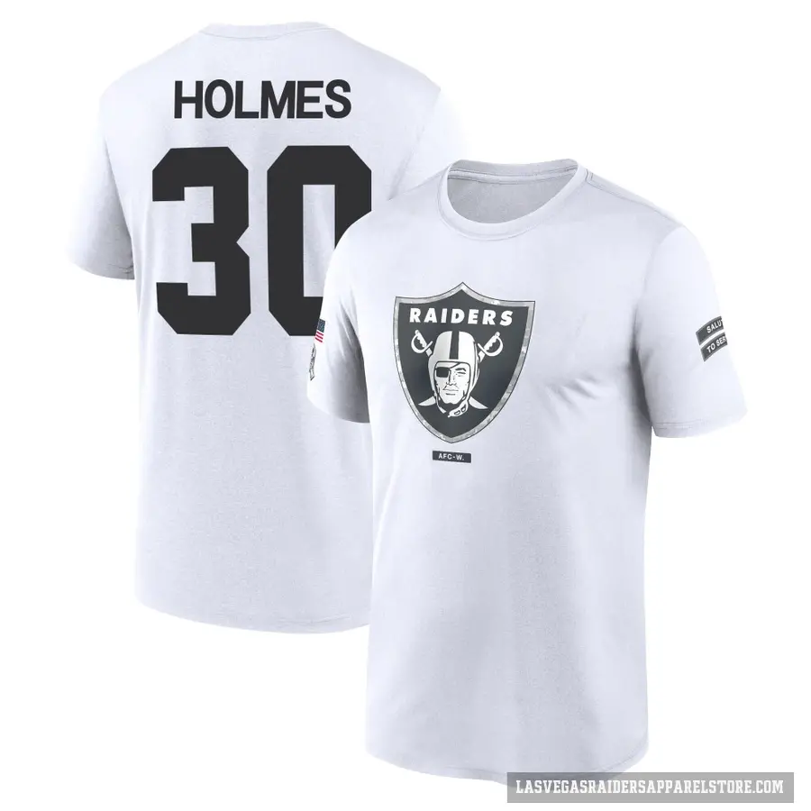 Men's ＃30 Darnay Holmes Las Vegas Raiders White 2024 Salute to Service Performance T-Shirt