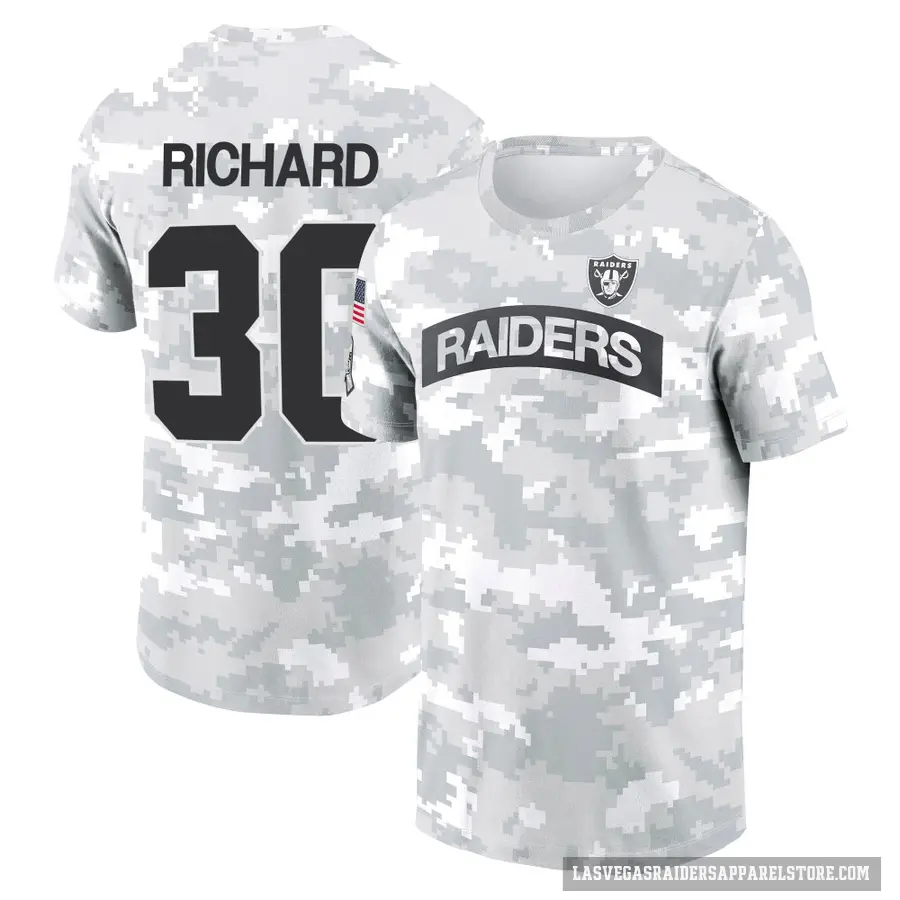 Men's ＃30 Jalen Richard Las Vegas Raiders Camo Arctic 2024 Salute to Service Performance T-Shirt