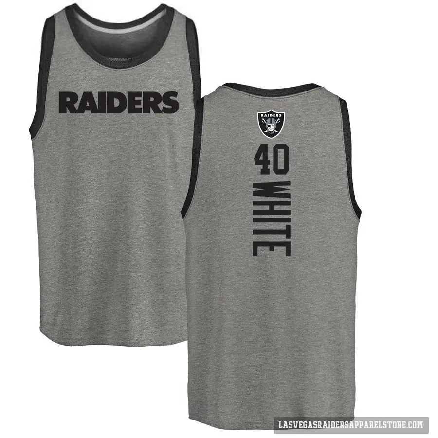 Men's ＃40 Devin White Las Vegas Raiders White Backer Tank Top Ash