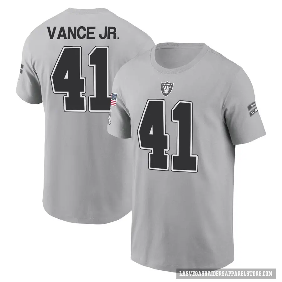 Men's ＃41 Greedy Vance Jr. Las Vegas Raiders Gray 2024 Salute to Service T-Shirt