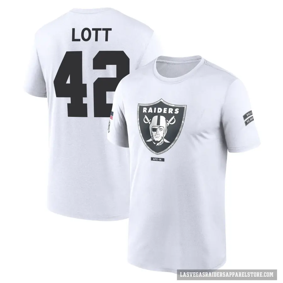 Men's ＃42 Ronnie Lott Las Vegas Raiders White 2024 Salute to Service Performance T-Shirt