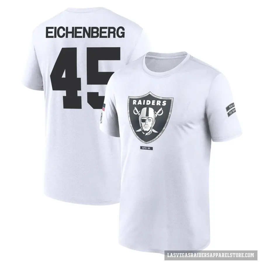 Men's ＃45 Tommy Eichenberg Las Vegas Raiders White 2024 Salute to Service Performance T-Shirt