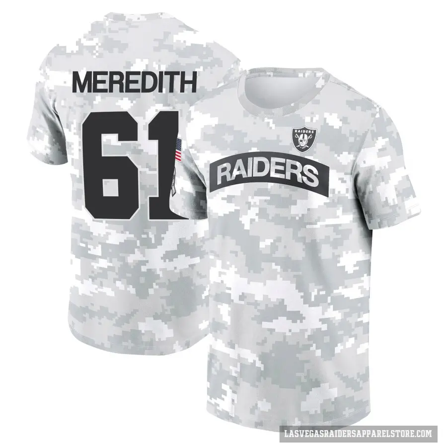 Men's ＃61 Jordan Meredith Las Vegas Raiders Camo Arctic 2024 Salute to Service Performance T-Shirt