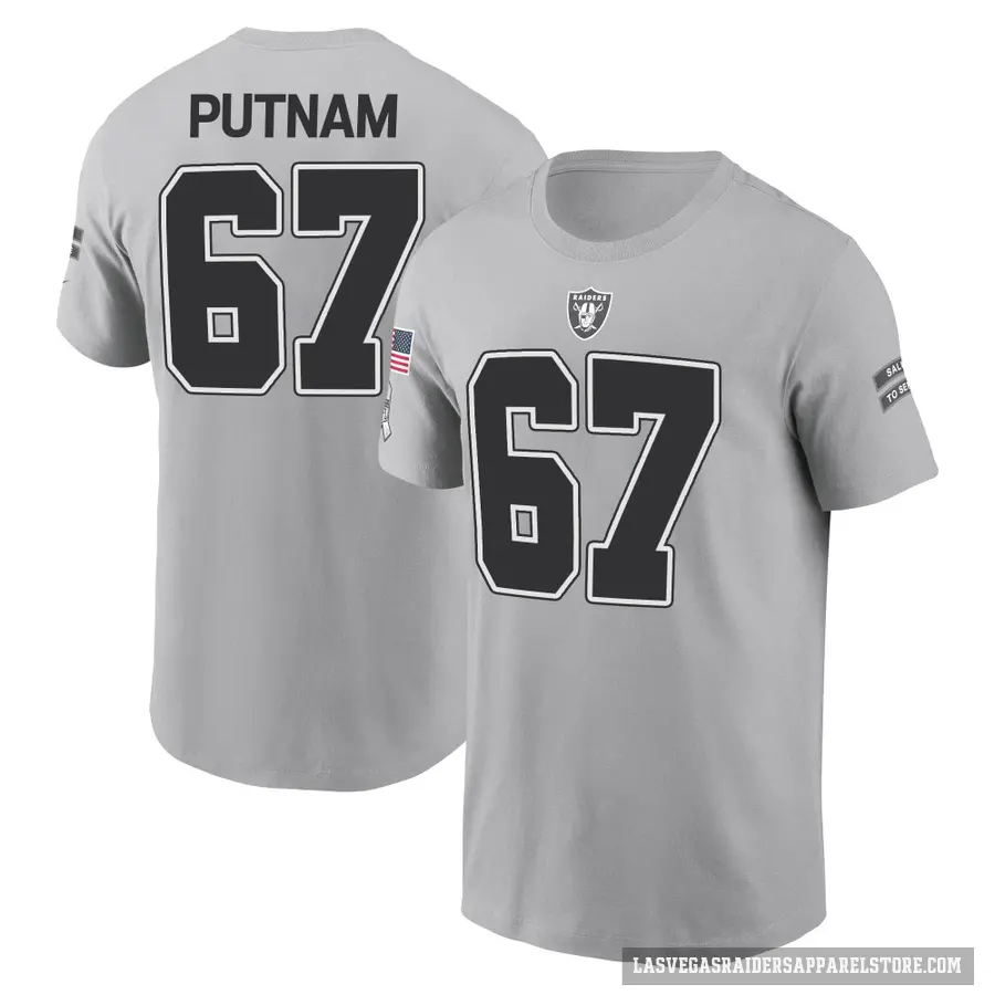 Men's ＃67 Will Putnam Las Vegas Raiders Gray 2024 Salute to Service T-Shirt