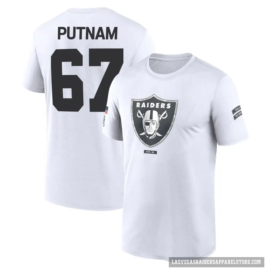 Men's ＃67 Will Putnam Las Vegas Raiders White 2024 Salute to Service Performance T-Shirt
