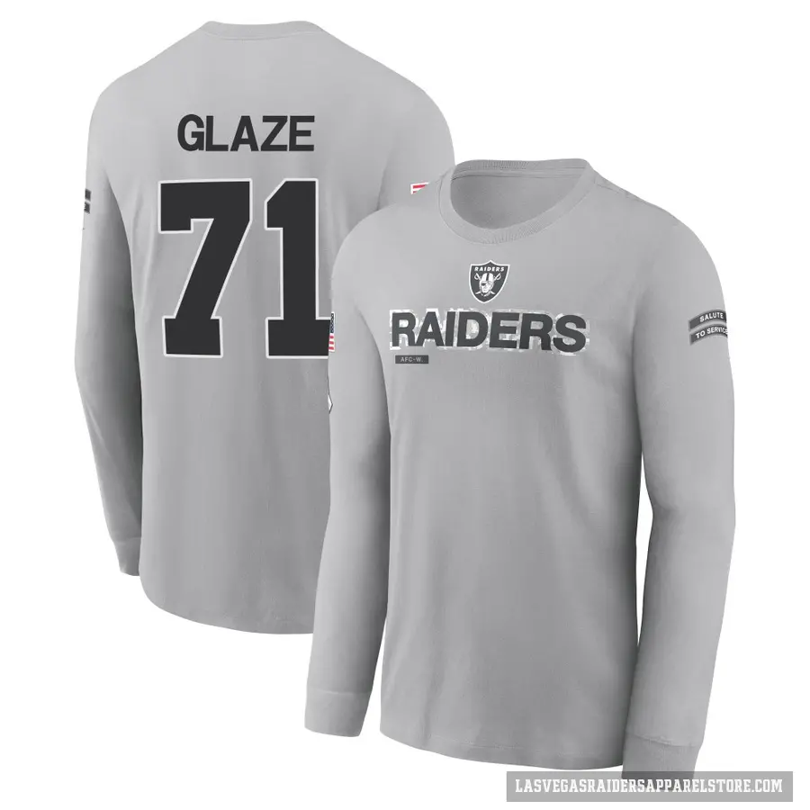 Men's ＃71 DJ Glaze Las Vegas Raiders Gray 2024 Salute to Service Long Sleeve T-Shirt
