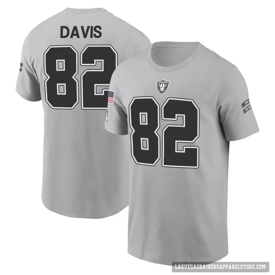 Men's ＃82 Al Davis Las Vegas Raiders Gray 2024 Salute to Service T-Shirt