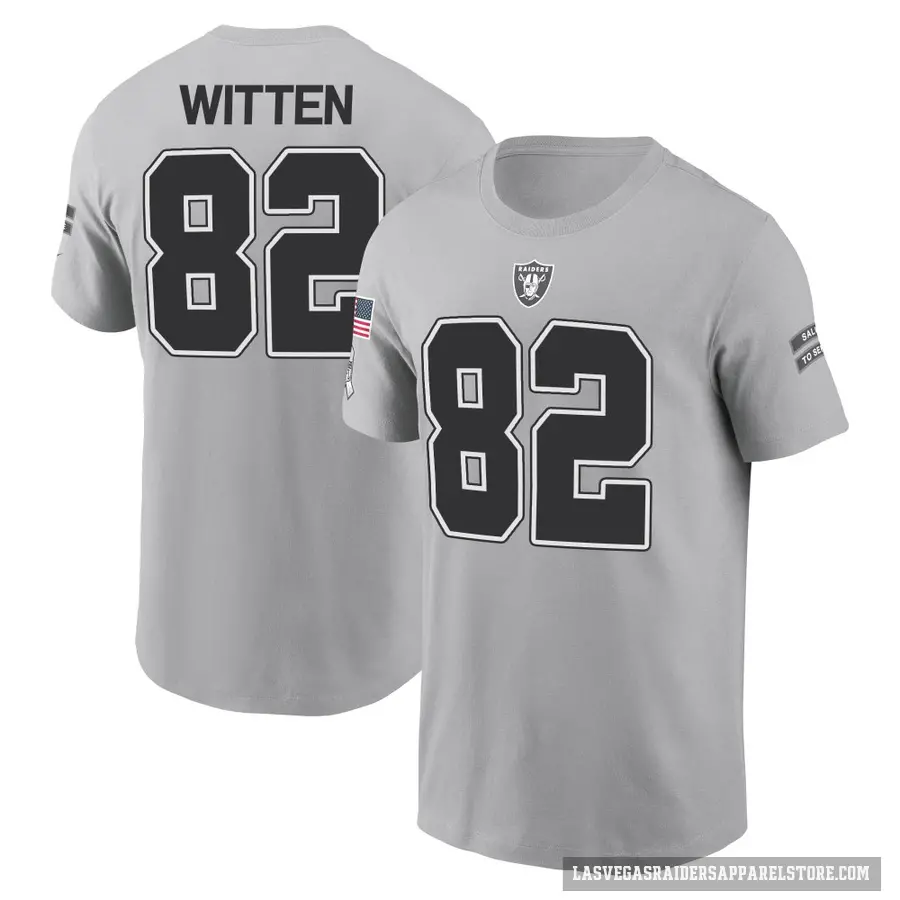 Men's ＃82 Jason Witten Las Vegas Raiders Gray 2024 Salute to Service T-Shirt