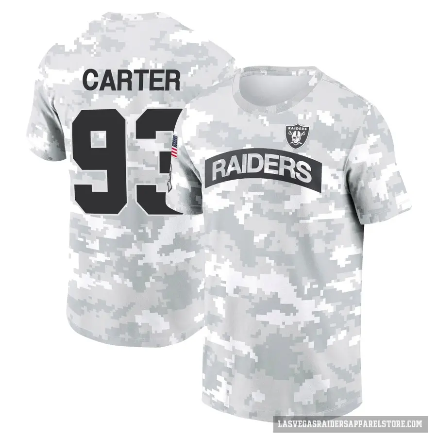 Men's ＃93 Zach Carter Las Vegas Raiders Camo Arctic 2024 Salute to Service Performance T-Shirt