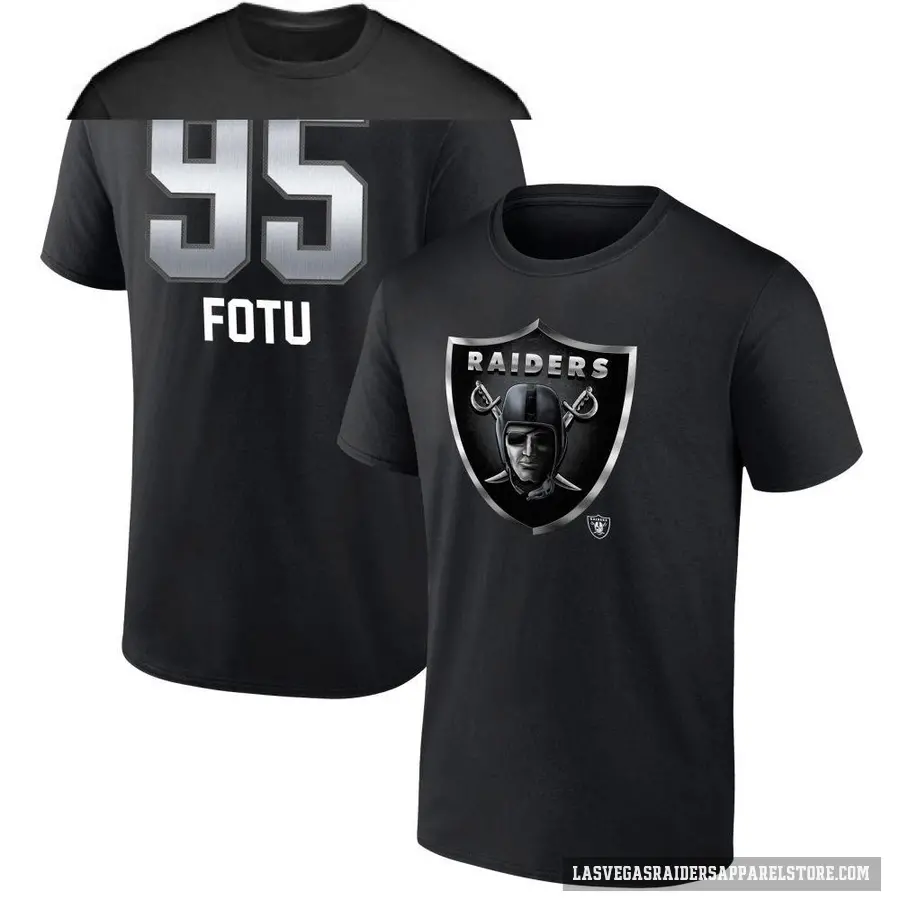 Men's ＃95 Leki Fotu Las Vegas Raiders Black Midnight Mascot T-Shirt
