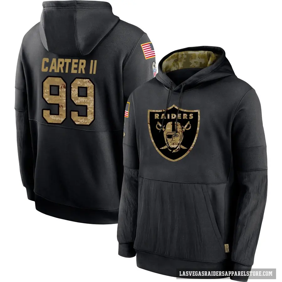 Men's ＃99 Andre Carter II Las Vegas Raiders Black 2020 Salute to Service Sideline Performance Pullover Hoodie