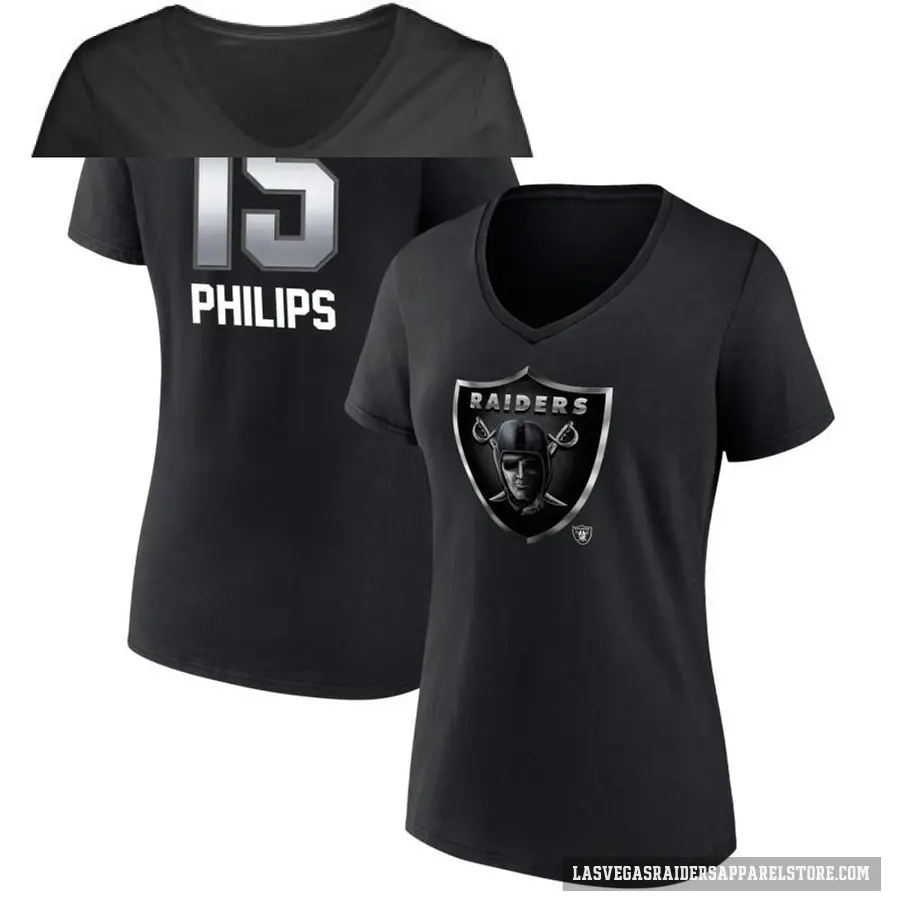 Women's ＃15 Kyle Philips Las Vegas Raiders Black Midnight Mascot T-Shirt