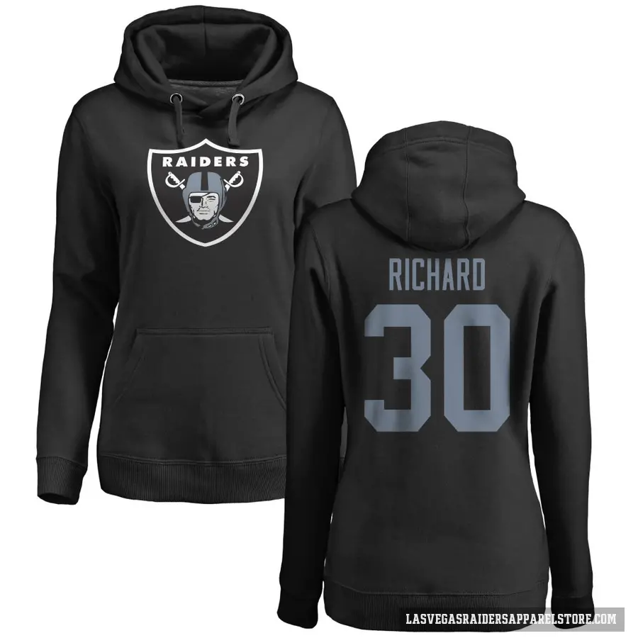 Women's ＃30 Jalen Richard Las Vegas Raiders Black Pro Line Logo Pullover Hoodie