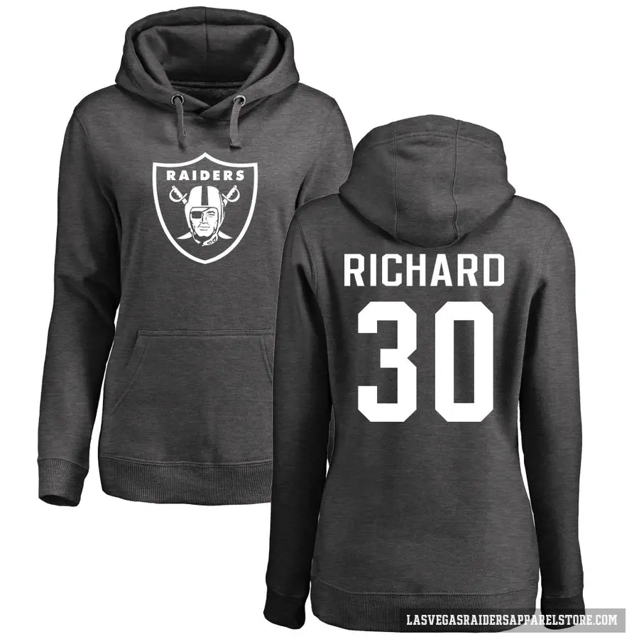 Women's ＃30 Jalen Richard Las Vegas Raiders Pro Line by Branded Ash One Color Pullover Hoodie
