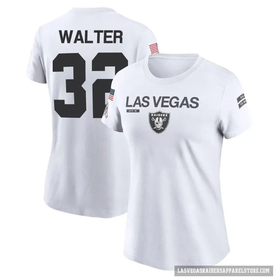 Women's ＃32 Austin Walter Las Vegas Raiders White 2024 Salute to Service Performance T-Shirt