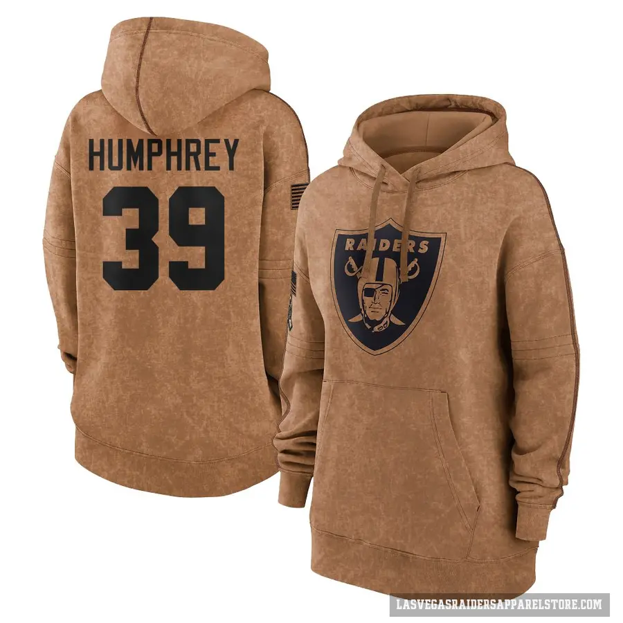 Women's ＃39 John Humphrey Las Vegas Raiders Brown 2023 Salute To Service Pullover Hoodie