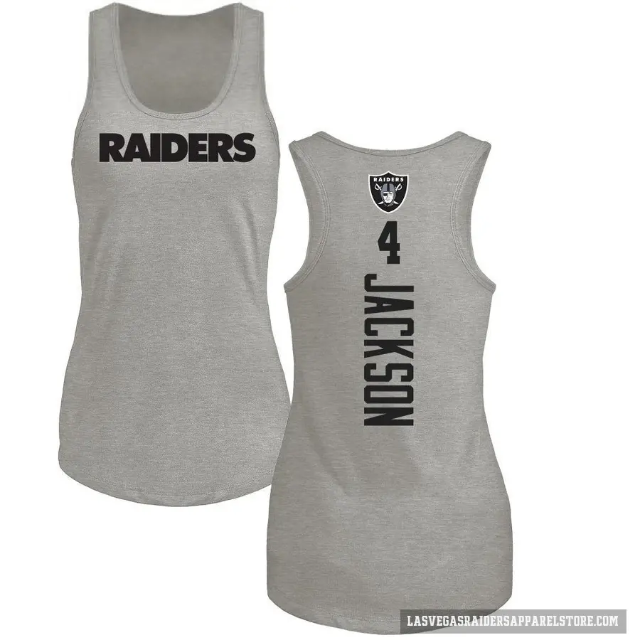 Women's ＃4 Shedrick Jackson Las Vegas Raiders Ash Backer Tank Top