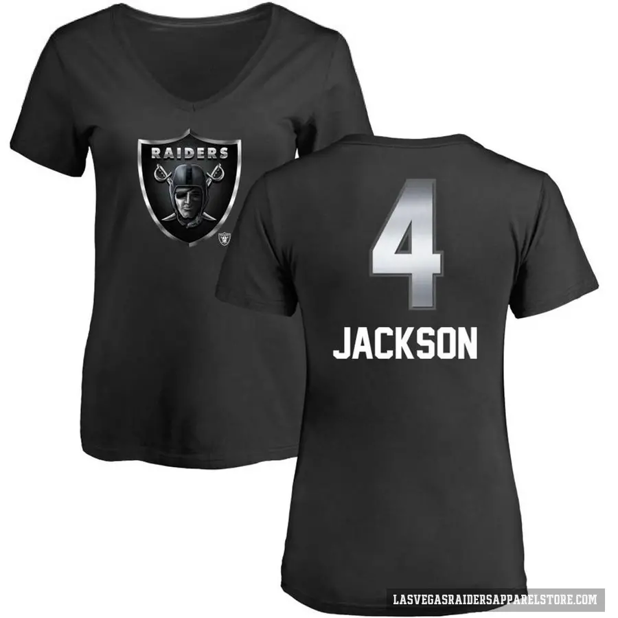 Women's ＃4 Shedrick Jackson Las Vegas Raiders Black Midnight Mascot T-Shirt