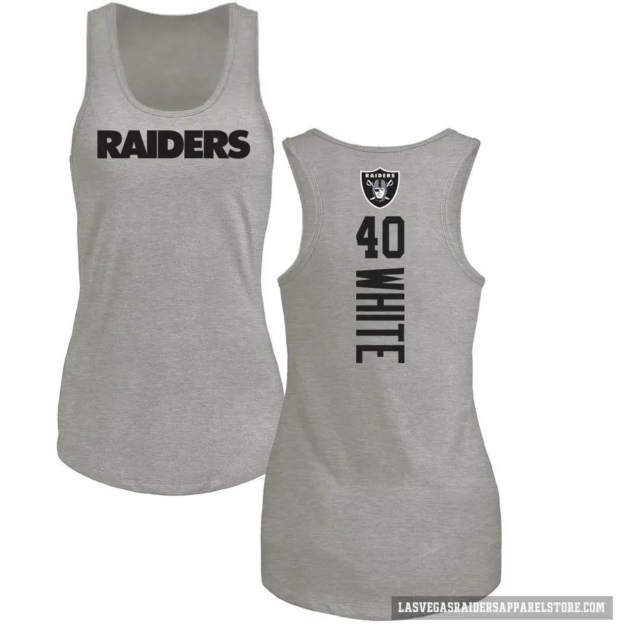 Women's ＃40 Devin White Las Vegas Raiders White Backer Tank Top Ash