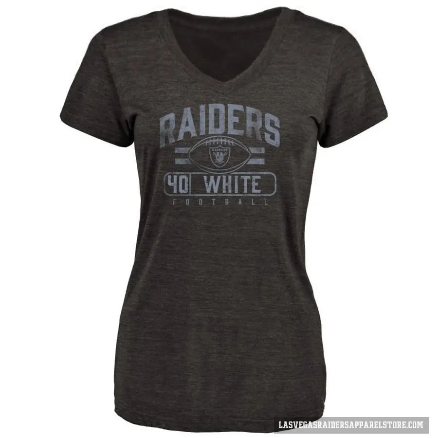 Women's ＃40 Devin White Las Vegas Raiders White Flanker T-Shirt Black