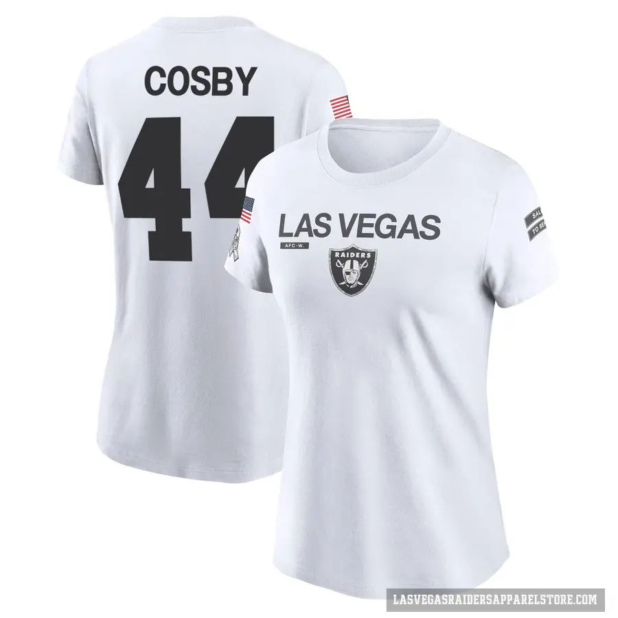 Women's ＃44 Bryce Cosby Las Vegas Raiders White 2024 Salute to Service Performance T-Shirt