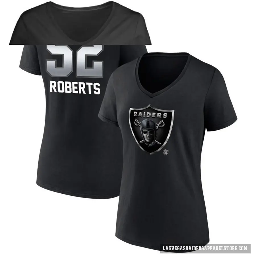 Women's ＃52 Elandon Roberts Las Vegas Raiders Black Midnight Mascot T-Shirt
