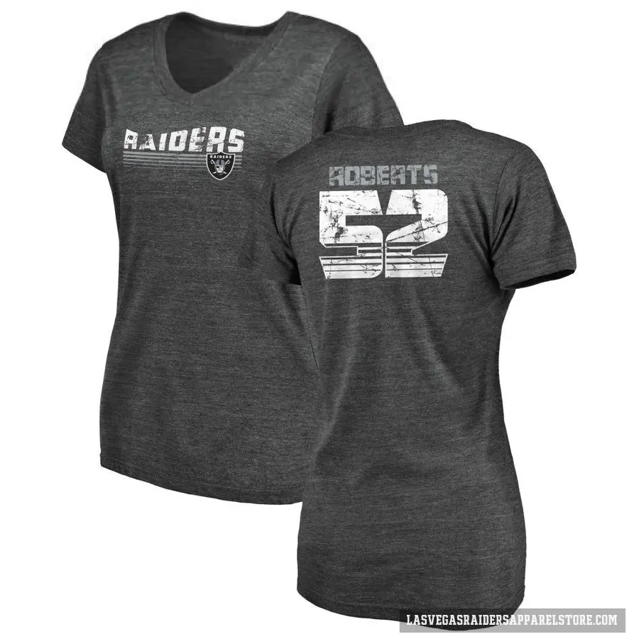 Women's ＃52 Elandon Roberts Las Vegas Raiders Black Retro V-Neck T-Shirt