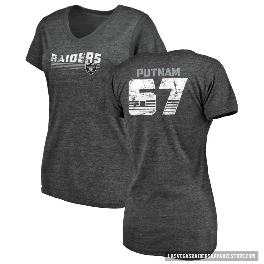 Women's ＃67 Will Putnam Las Vegas Raiders Black Retro V-Neck T-Shirt