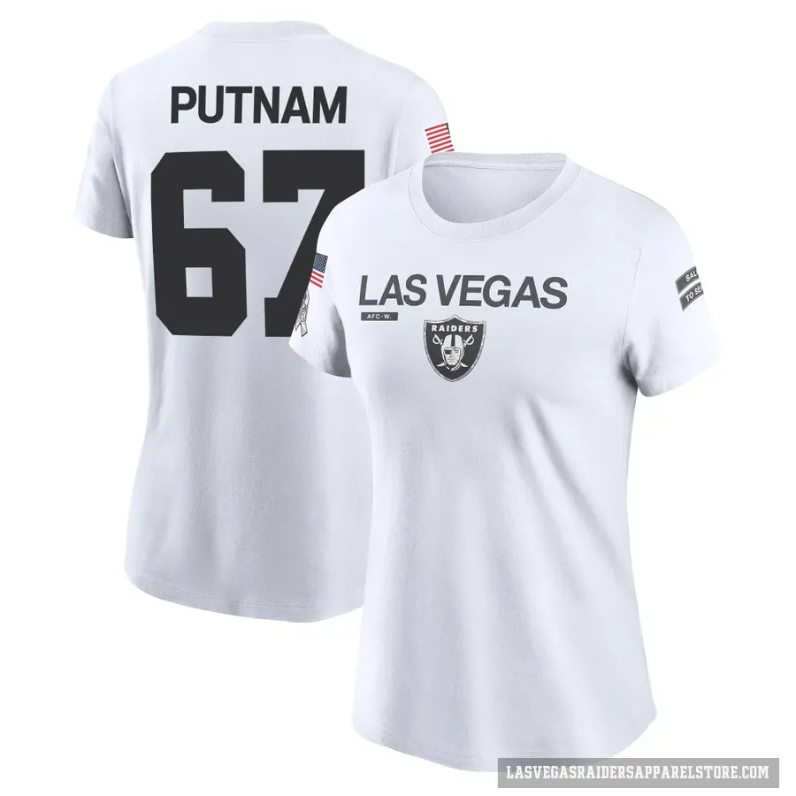 Women's ＃67 Will Putnam Las Vegas Raiders White 2024 Salute to Service Performance T-Shirt