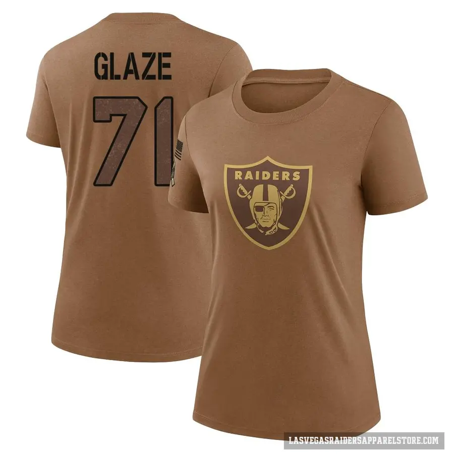 Women's ＃71 DJ Glaze Las Vegas Raiders Brown 2023 Salute To Service Performance T-Shirt