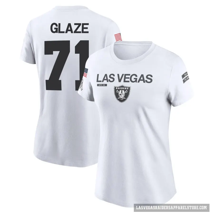 Women's ＃71 DJ Glaze Las Vegas Raiders White 2024 Salute to Service Performance T-Shirt