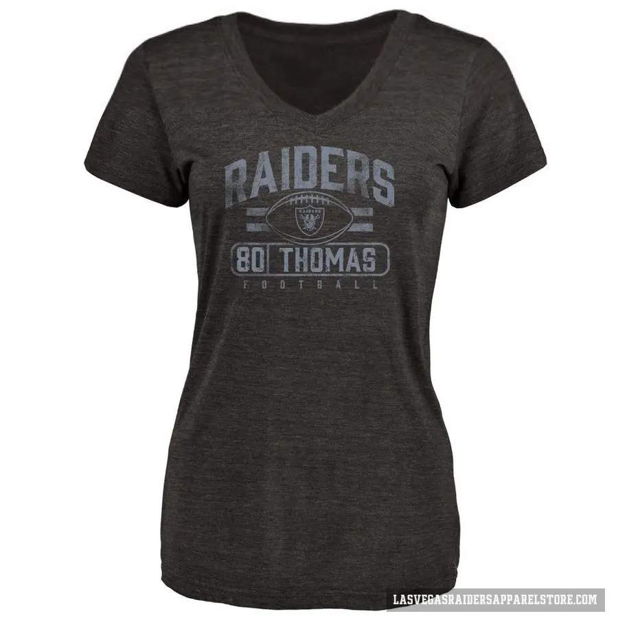 Women's ＃80 Ian Thomas Las Vegas Raiders Black Flanker T-Shirt