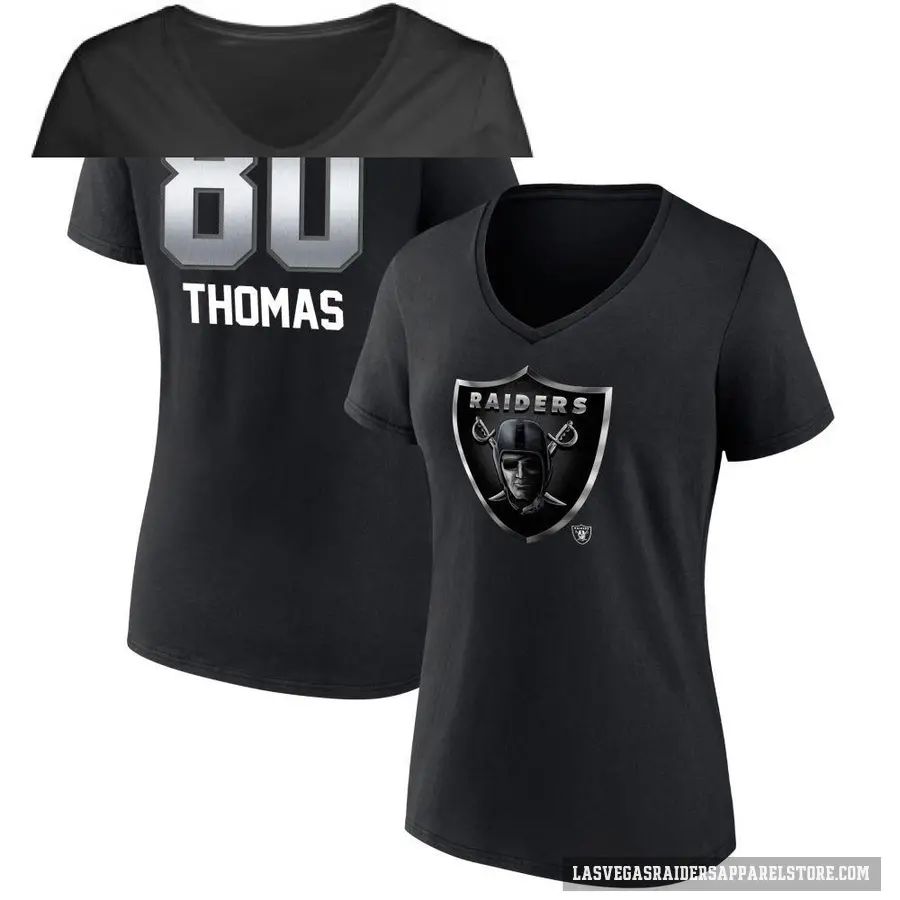 Women's ＃80 Ian Thomas Las Vegas Raiders Black Midnight Mascot T-Shirt