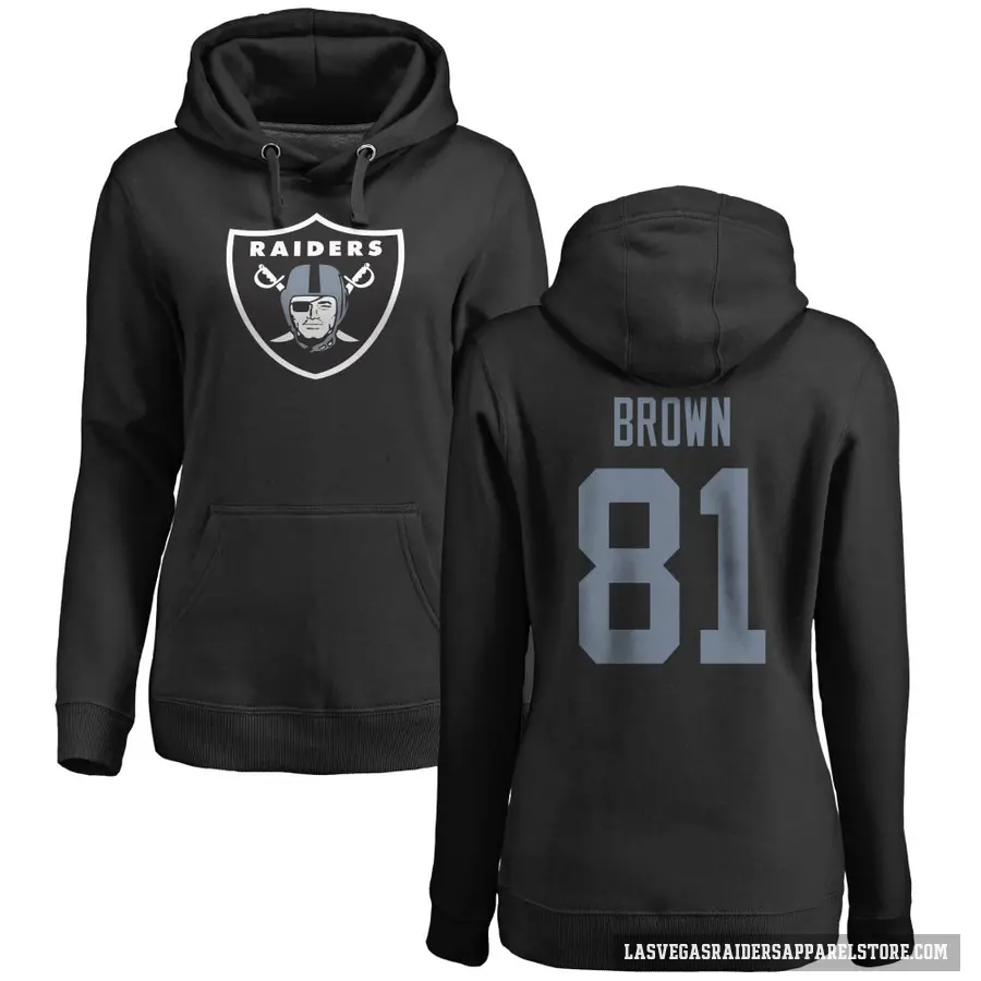 Women's ＃81 Tim Brown Las Vegas Raiders Black Pro Line Logo Pullover Hoodie
