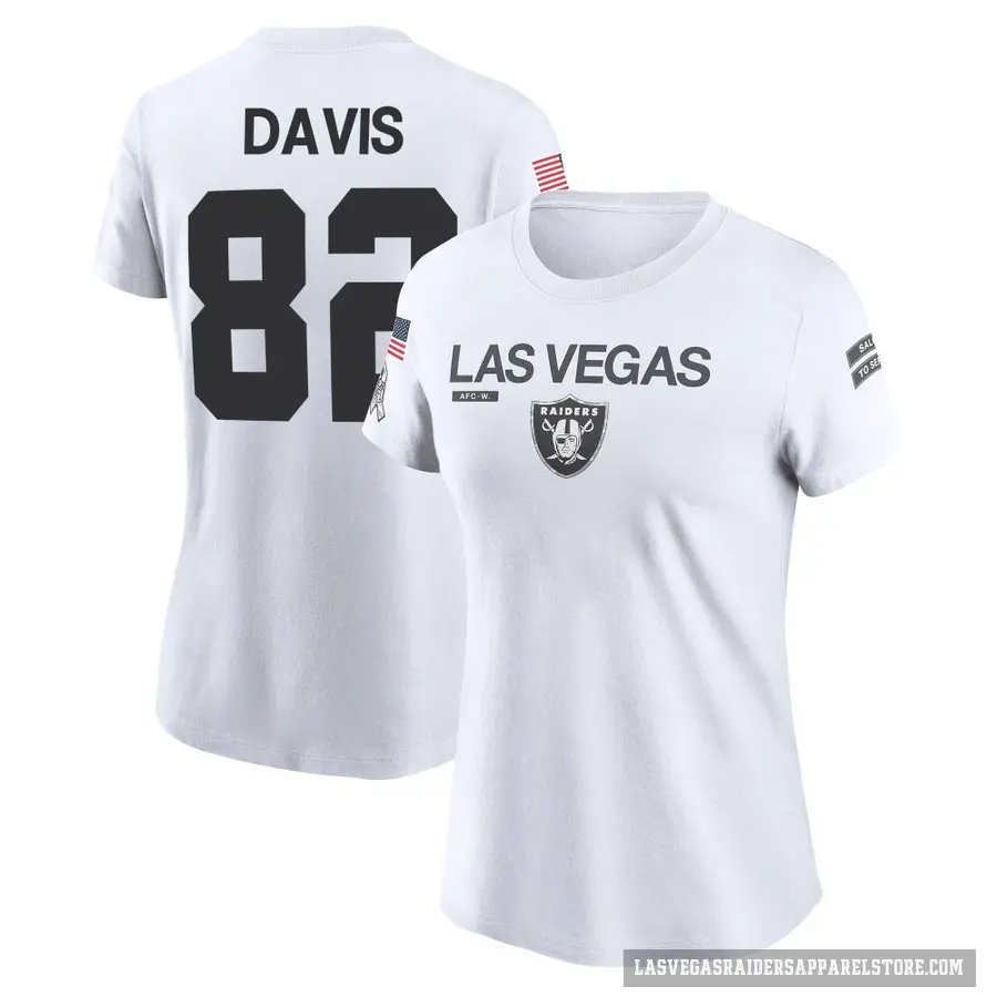 Women's ＃82 Al Davis Las Vegas Raiders White 2024 Salute to Service Performance T-Shirt
