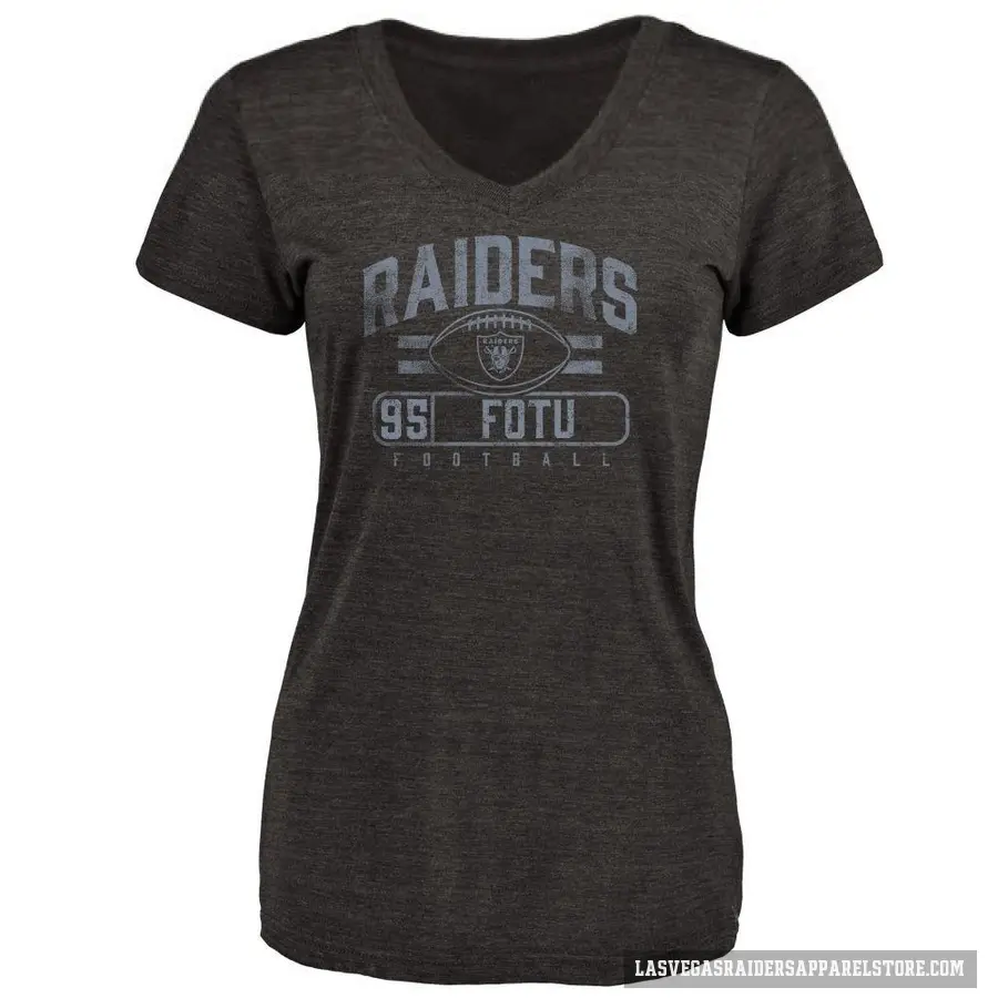 Women's ＃95 Leki Fotu Las Vegas Raiders Black Flanker T-Shirt