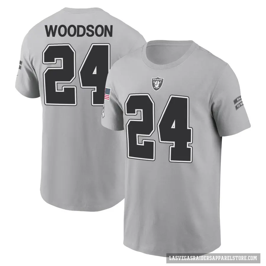 Youth ＃24 Charles Woodson Las Vegas Raiders Gray 2024 Salute to Service T-Shirt