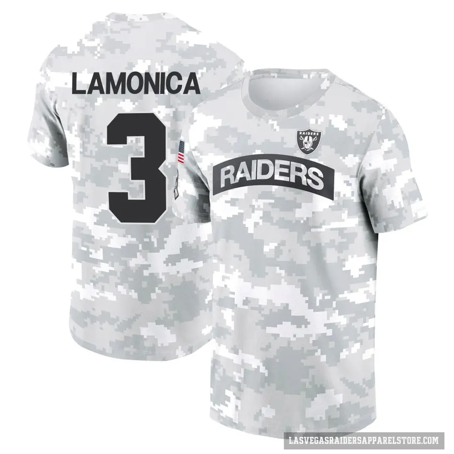 Youth ＃3 Daryle Lamonica Las Vegas Raiders Camo Arctic 2024 Salute to Service Performance T-Shirt