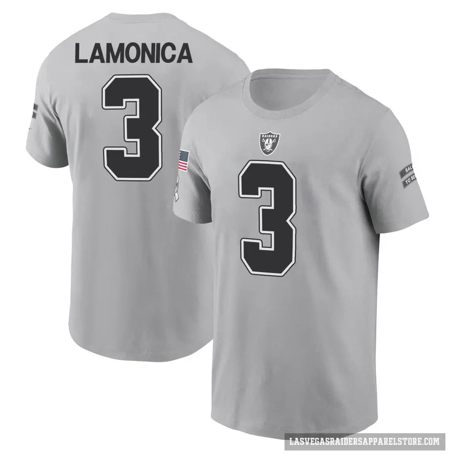Youth ＃3 Daryle Lamonica Las Vegas Raiders Gray 2024 Salute to Service T-Shirt