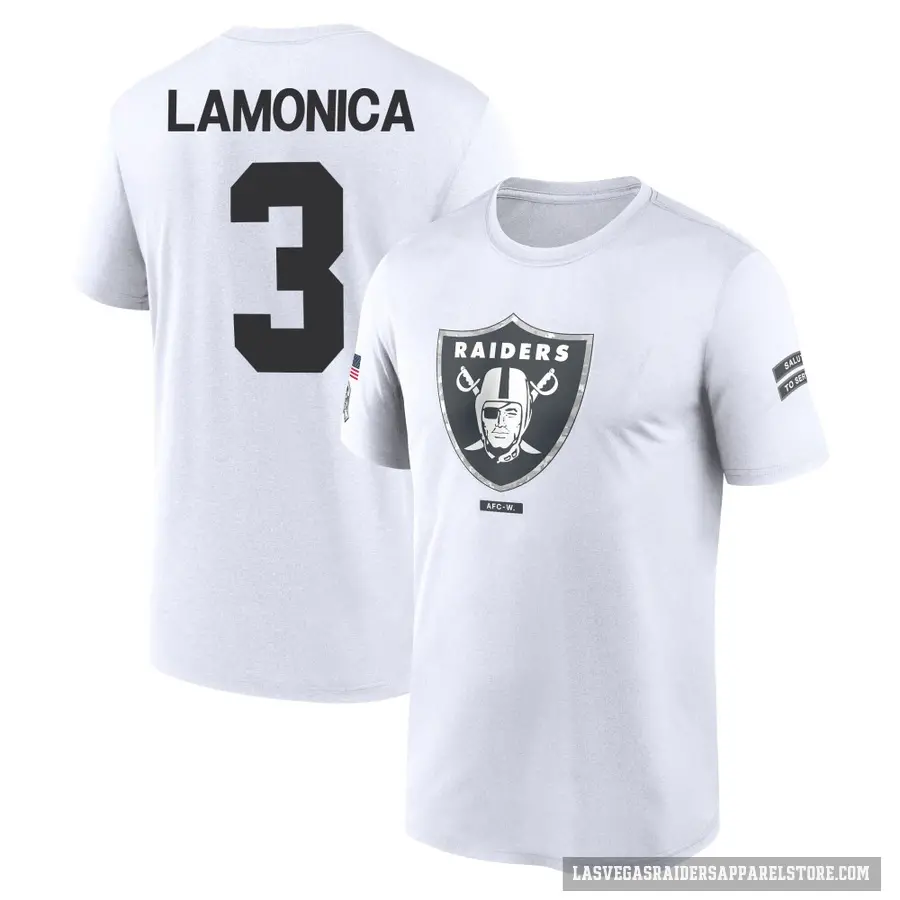 Youth ＃3 Daryle Lamonica Las Vegas Raiders White 2024 Salute to Service Performance T-Shirt