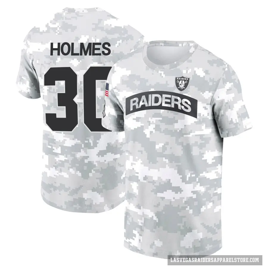 Youth ＃30 Darnay Holmes Las Vegas Raiders Camo Arctic 2024 Salute to Service Performance T-Shirt