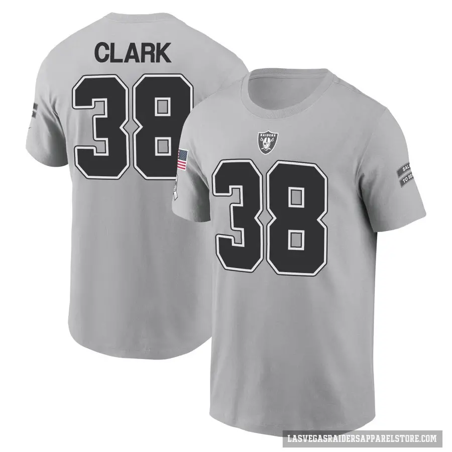 Youth ＃38 Hudson Clark Las Vegas Raiders Gray 2024 Salute to Service T-Shirt