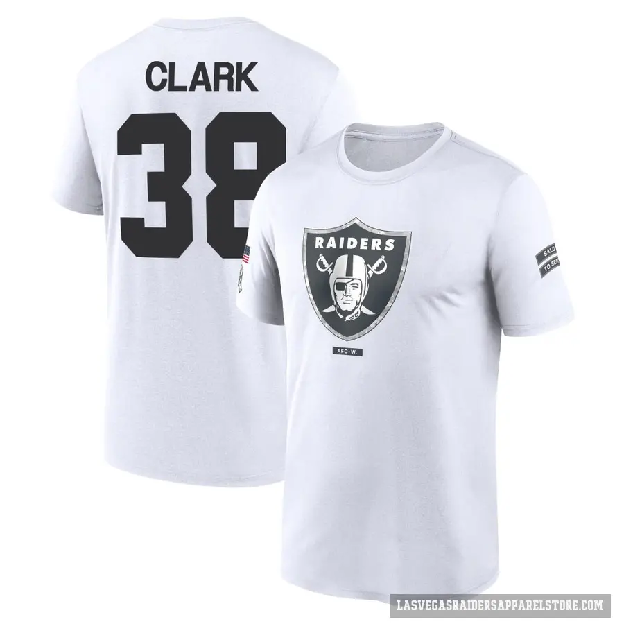 Youth ＃38 Hudson Clark Las Vegas Raiders White 2024 Salute to Service Performance T-Shirt