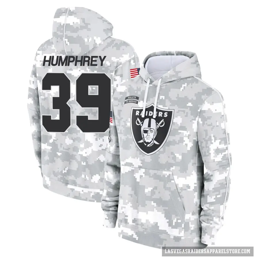Youth ＃39 John Humphrey Las Vegas Raiders Arctic Camo 2024 Salute to Service Club Fleece Pullover Hoodie