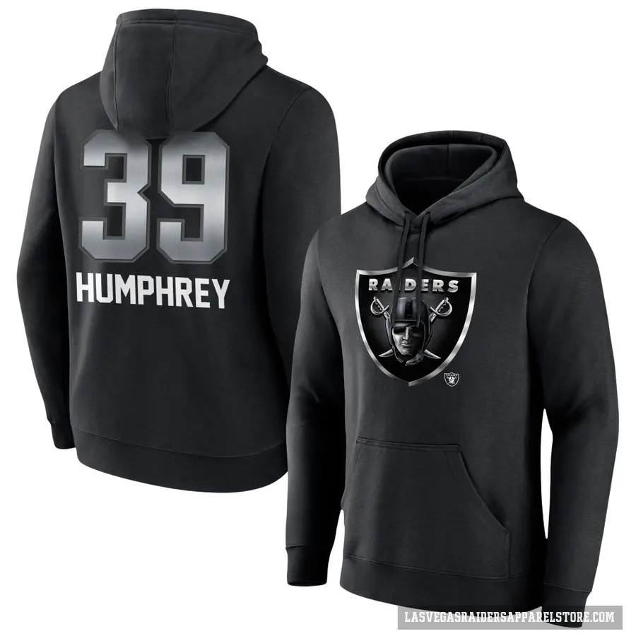 Youth ＃39 John Humphrey Las Vegas Raiders Black Midnight Mascot Pullover Hoodie