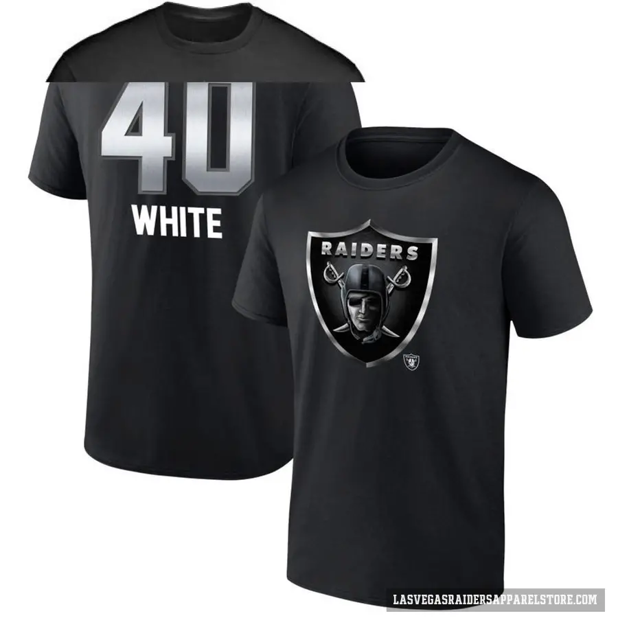 Youth ＃40 Devin White Las Vegas Raiders White Midnight Mascot T-Shirt Black