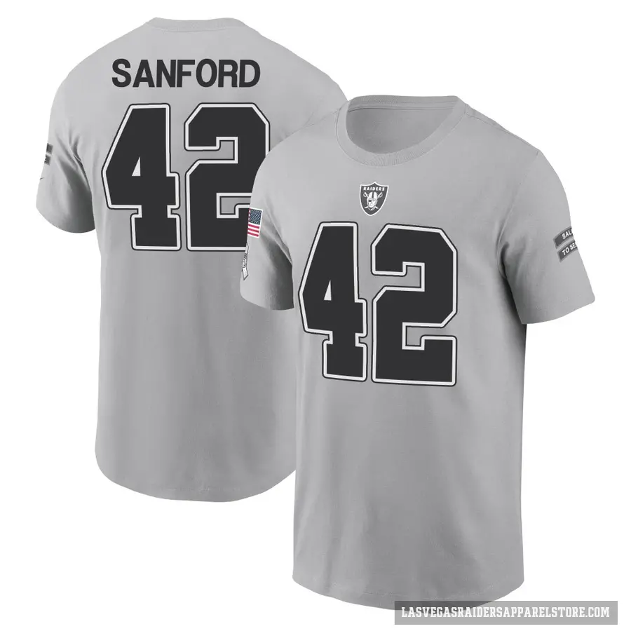 Youth ＃42 Phalen Sanford Las Vegas Raiders Gray 2024 Salute to Service T-Shirt